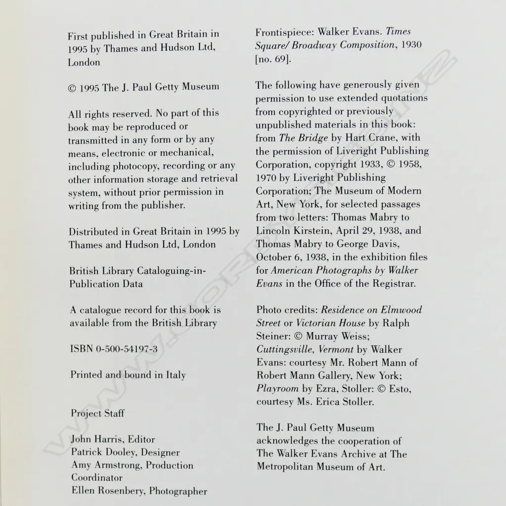 WALKER EVANS: THE GETTY MUSEUM COLLECTION Image 1++